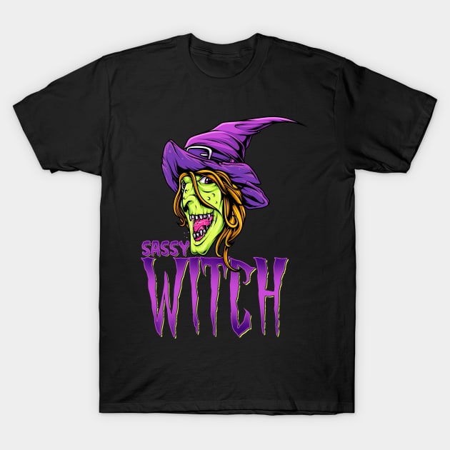 Sassy Witch Halloween Costume Gift Matching Group Costume T-Shirt by Proficient Tees